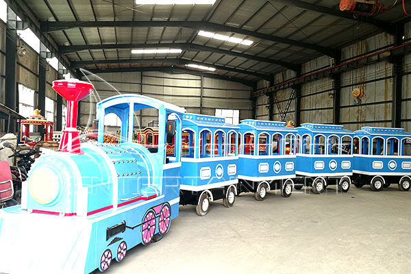 Custom Blue Electric Trackless Train for Indoor Use